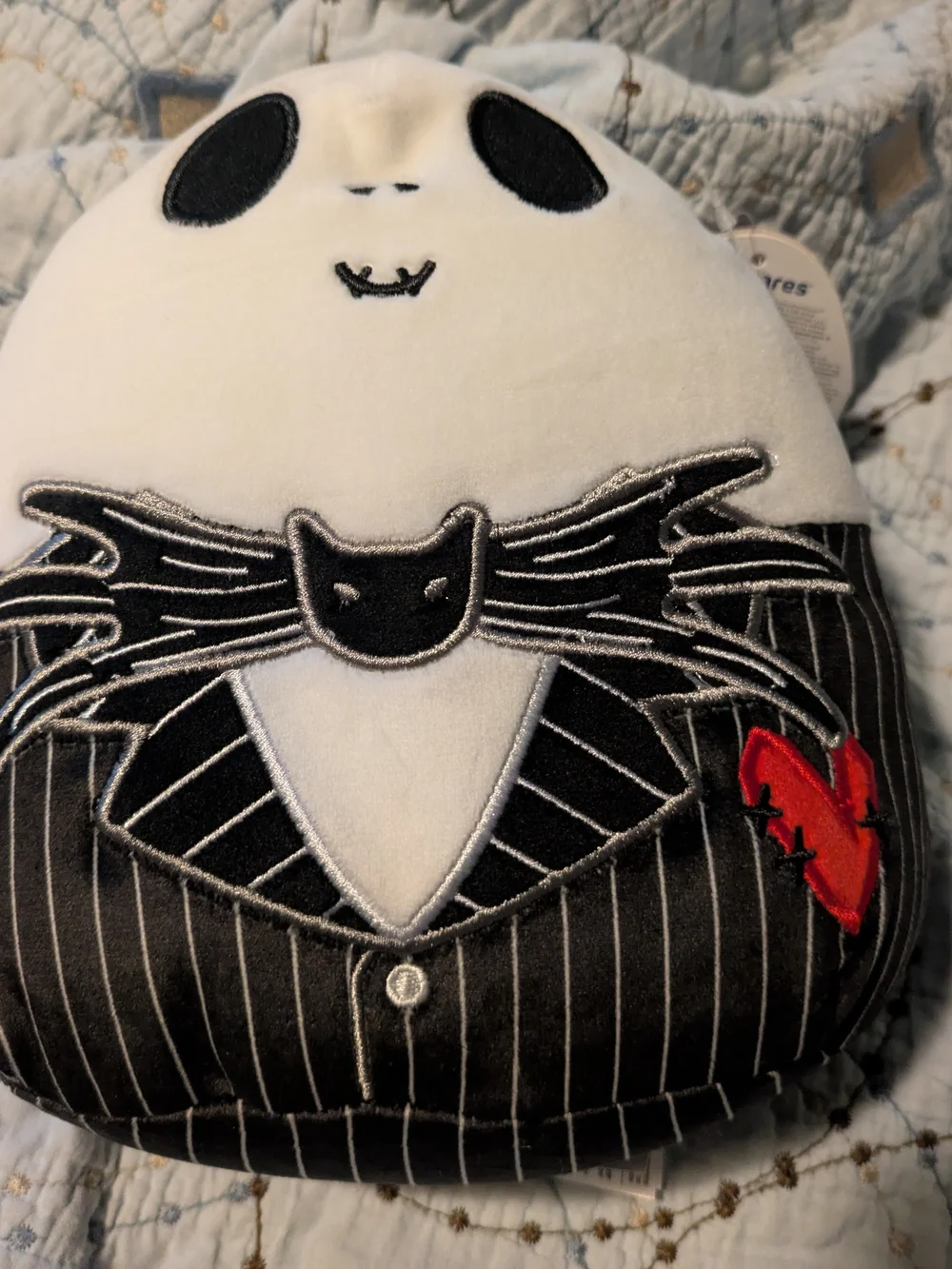 Disney Black and White Jack Skellington Plush Pillow with Red Heart Accent